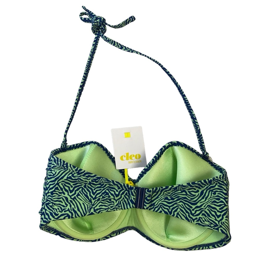 Cleo Hattie Twist Bandeau Bikini Top Zebra Animal Print Halter Size 34 DDDD G - Picture 14 of 15